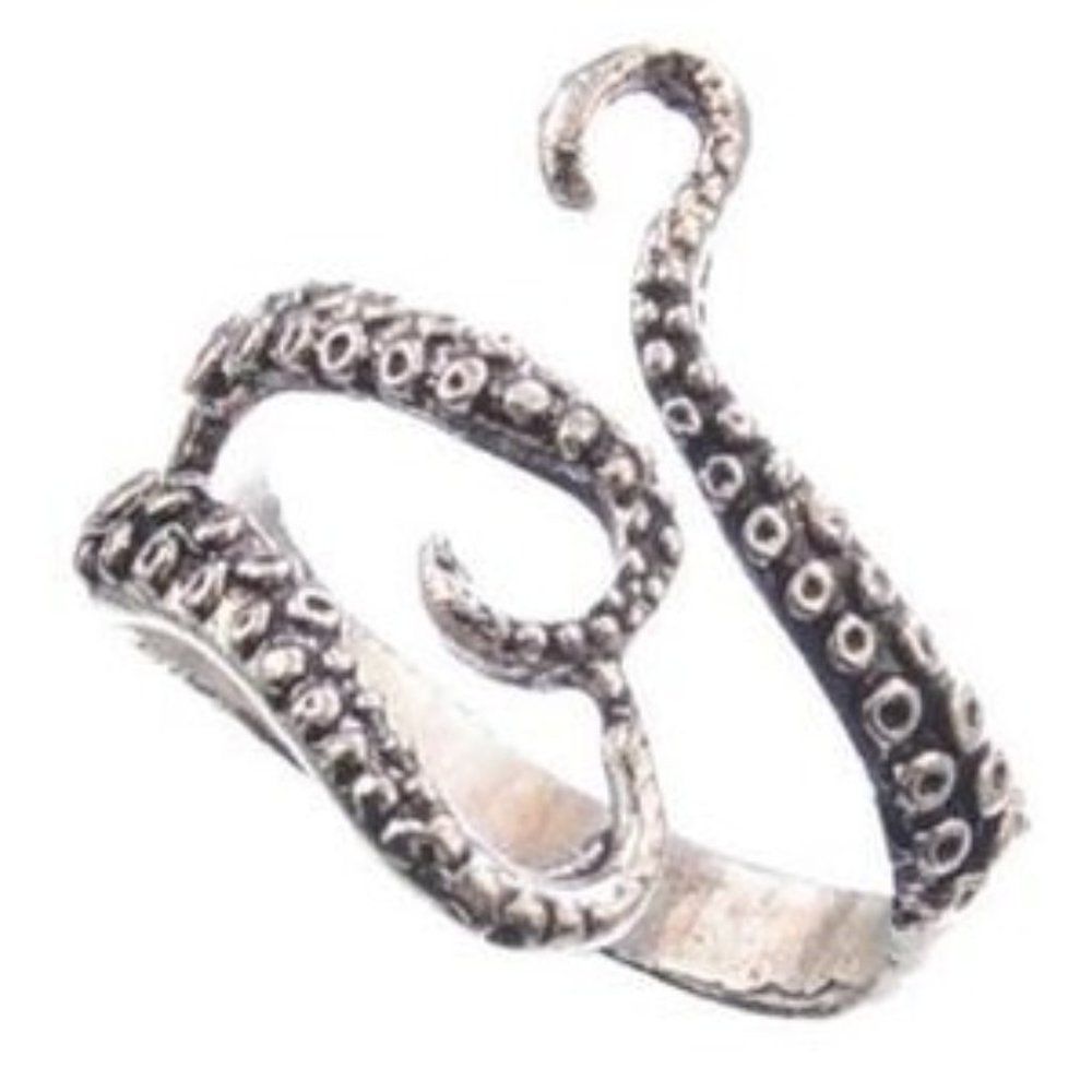 Antique  silver tone  adjustable  Octopus  ring